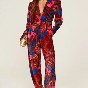 FARM Rio Multicolor Floral Plunging V Jumpsuit